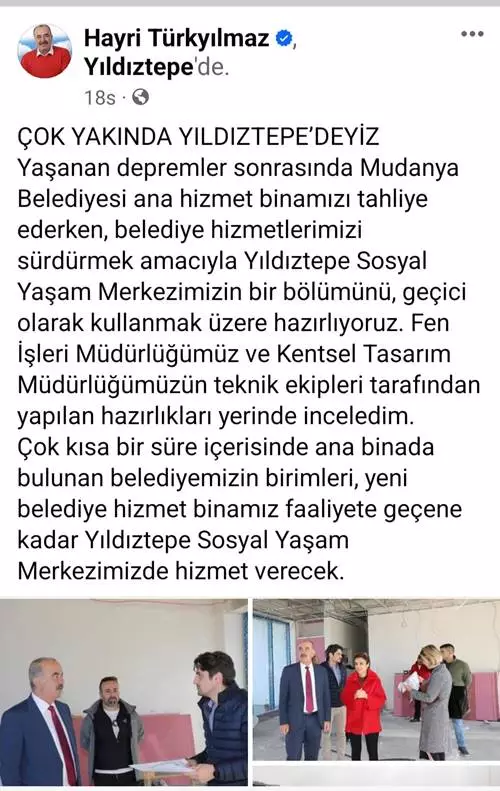 Mudanya Belediye birimlerinin Yıldıztepe Sosyal Yaşam Merkezi'ne taşınacağının açıklamasının ardından Belediye Meclisi Üyesi MHP Grup Sözcüsü Bülent Erden çözüm önerisiyle birlikte Yıldıztepe'nin yanlış yer olduğunu vurguladı.