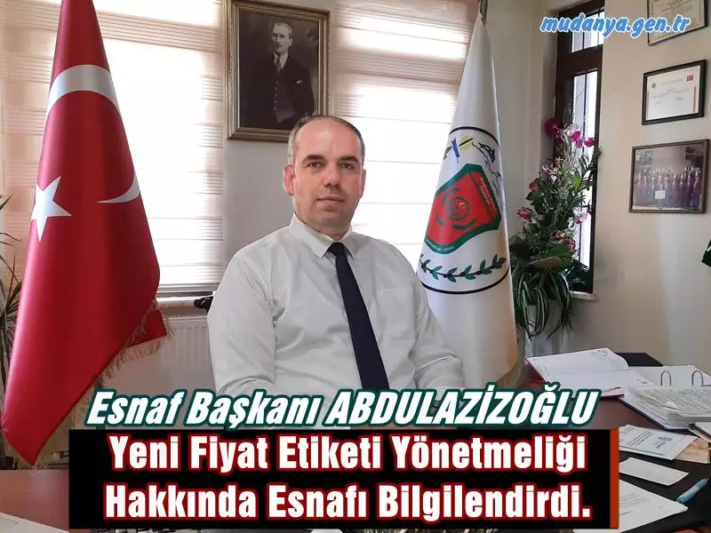 Mudanya Esnaf ve Sanatkârlar Odası Başkanı Ertan ABDULAZİZOĞLU 1 Ocak 2024 itibarı ile yürürlüğe giren ve esnafları yakından ilgilendiren Fiyat Etiketi Yönetmeliğinde değişiklik yapıldığını belirterek yeni yönetmelik hakkında bilgilendirdi.